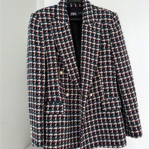 Zara Women's Multicolor Tweed Blazer